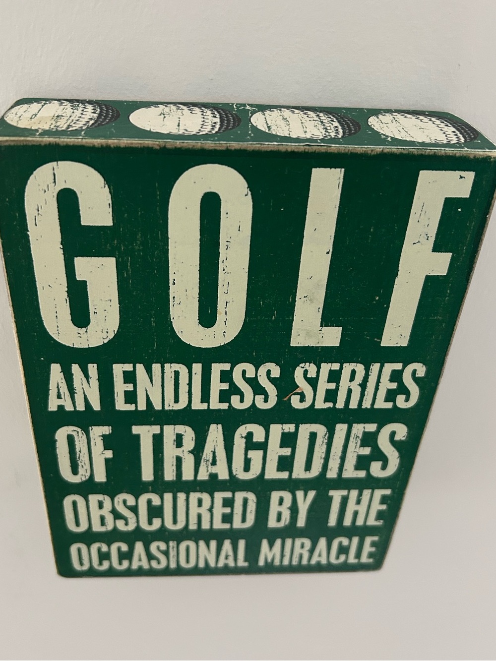 Golf Wall Home Office Decor Sign - Green & White Motivational Plaque
